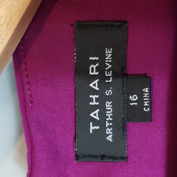 Tahari Purple A-Line Midi Dress with Crew Neck - Picture 6 of 7